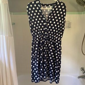 Navy White Polkadot Mini Dress Size L